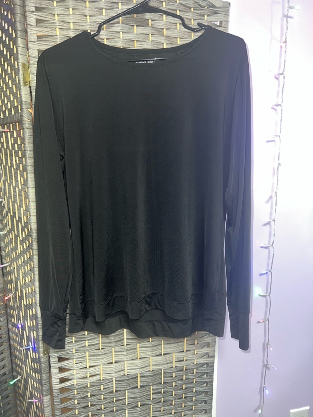 Lands' End Black Long Sleeve Crew Neck Top